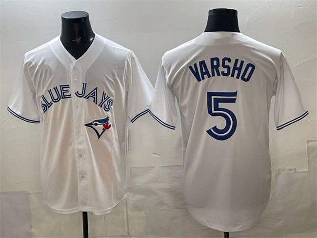Toronto Blue Jays #5 Daulton Varsho White Puhics 2025 Cool Base Stitched Jersey