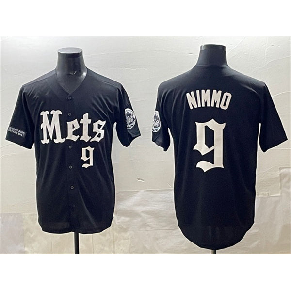 New York Mets #9 Brandon Nimmo Black Puhics 'Gotham Gothic Edition' Vapor Premier Limited Stitched Jersey