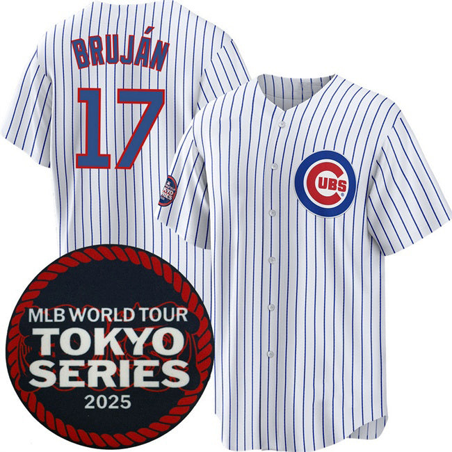 Chicago Cubs #17 Vidal Bruj¨¢n White Puhics 2025 World Tour Tokyo Series Home Stitched Jersey