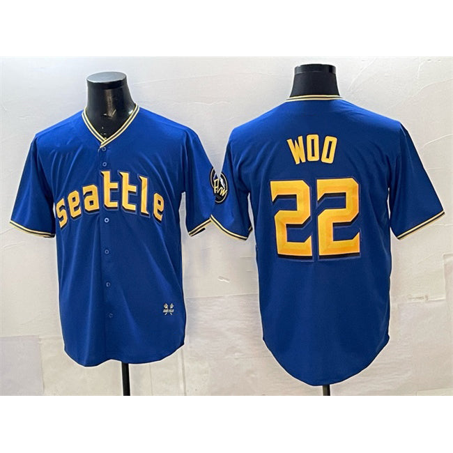 Seattle Mariners #22 Bryan Woo Royal Puhics 2025 Limited Stitched jersey
