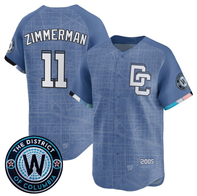 Washington Nationals #11 Ryan Zimmerman Blue Puhics 2025 City Connect Limited Stitched Jersey