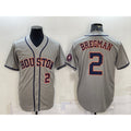 Houston Astros #2 Alex Bregman Number Grey Puhics With Patch Stitched Cool Base Jersey