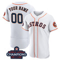 Custom Houston Astros Active Player White Puhics 2022 World Series Flex Base Stitched Jersey
