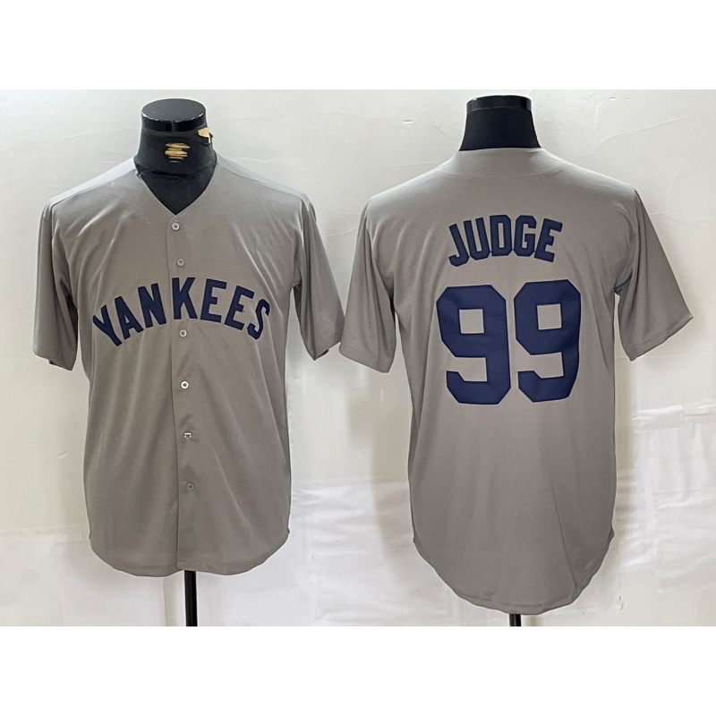 New York Yankees #99 Aaron Judge Name Grey Puhics Stitched Throwback Jersey