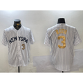 New York Yankees #3 Babe Ruth White Puhics Pinstripe Fashion Cool Base Jerseys