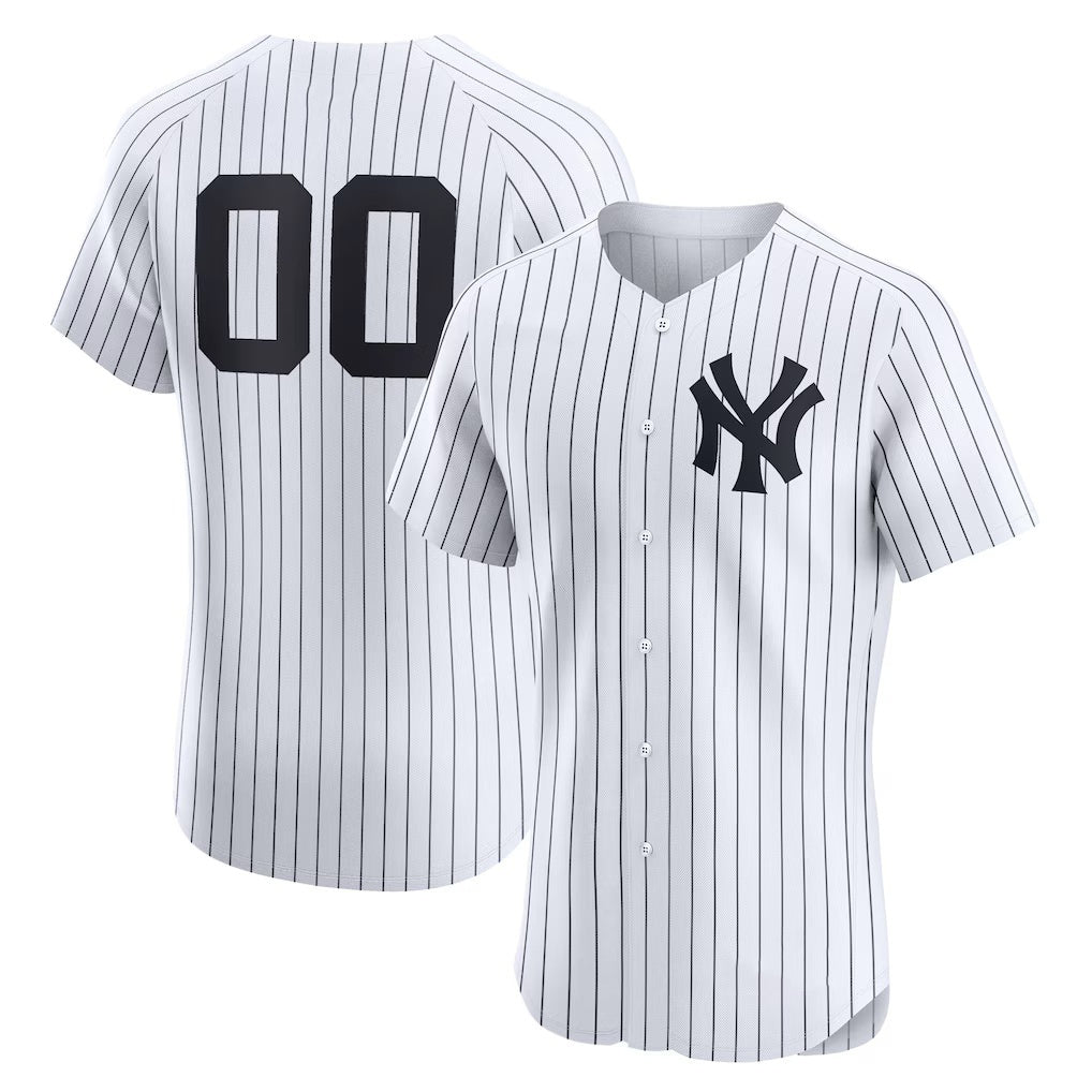 Custom New York Yankees White Puhics Home Elite Jersey