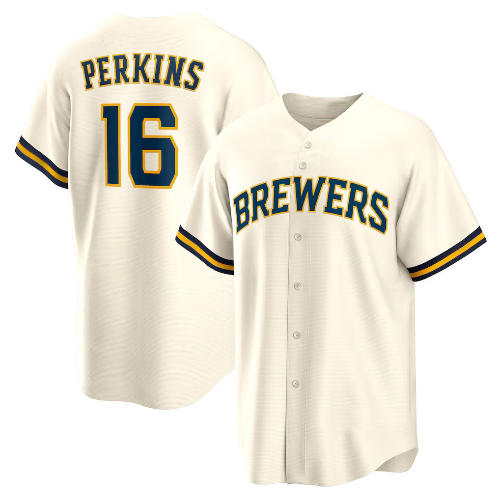 Milwaukee Brewers #16 Blake Perkins Cream Puhics Home Replica Jersey