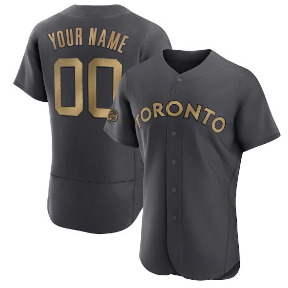 Custom Toronto Blue Jays Active Player Charcoal Puhics 2022 All-Star Flex Base Stitched Jersey