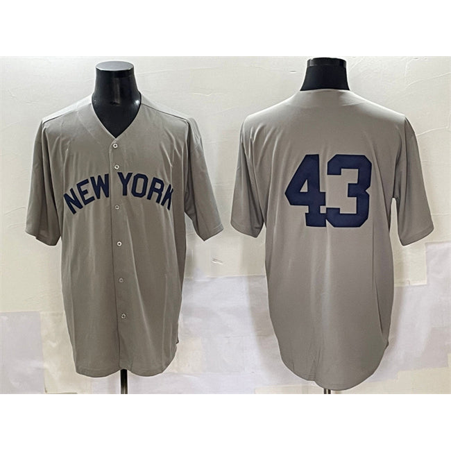 New York Yankees #43 Jonathan Lo¨¢isiga Gray Puhics Cool Base Stitched Jersey