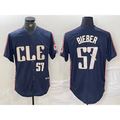Cleveland Guardians #57 Shane Bieber Number Navy Puhics 2024 City Connect Limited Stitched Jersey 2