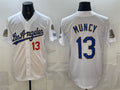 Los Angeles Dodgers #13 Max Muncy White Puhics 2026 Gold Collection 9x & B2B Champs Patch Stitched Jersey