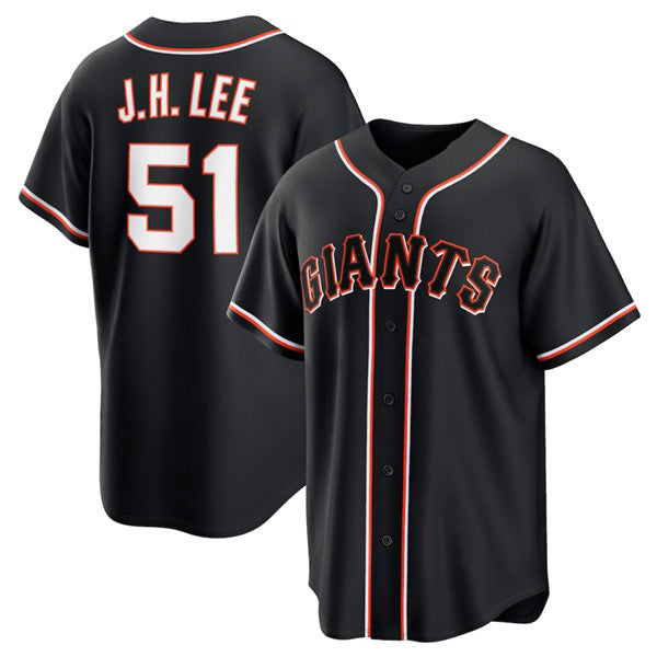 San Francisco Giants #51 Jung Hoo Lee Black Puhics Out Stitched Jersey
