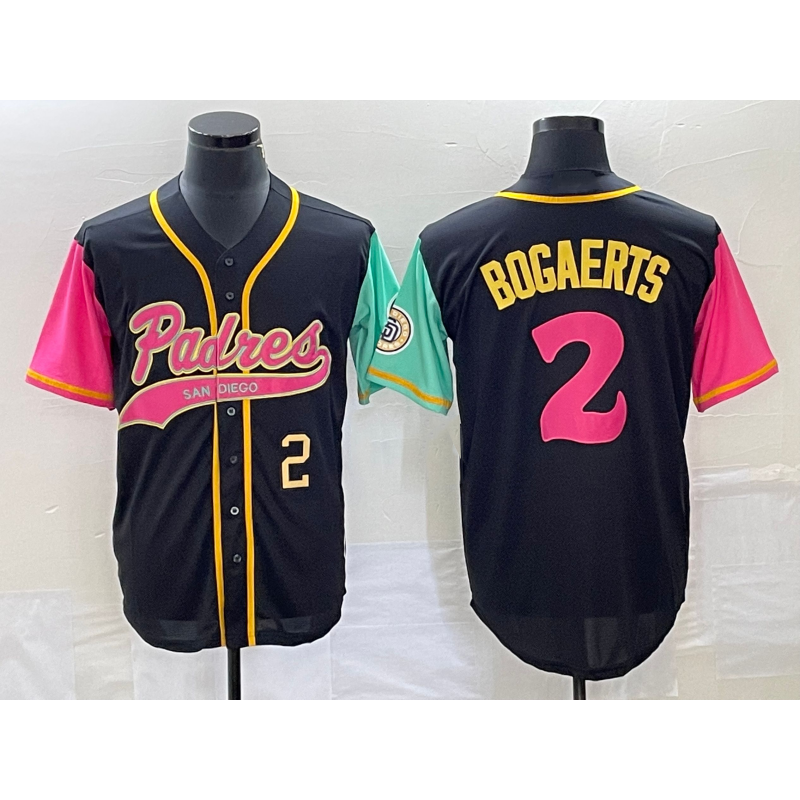 San Diego Padres #2 Xander Bogaerts Number Black Puhics NEW 2023 City Connect Cool Base Stitched Jersey