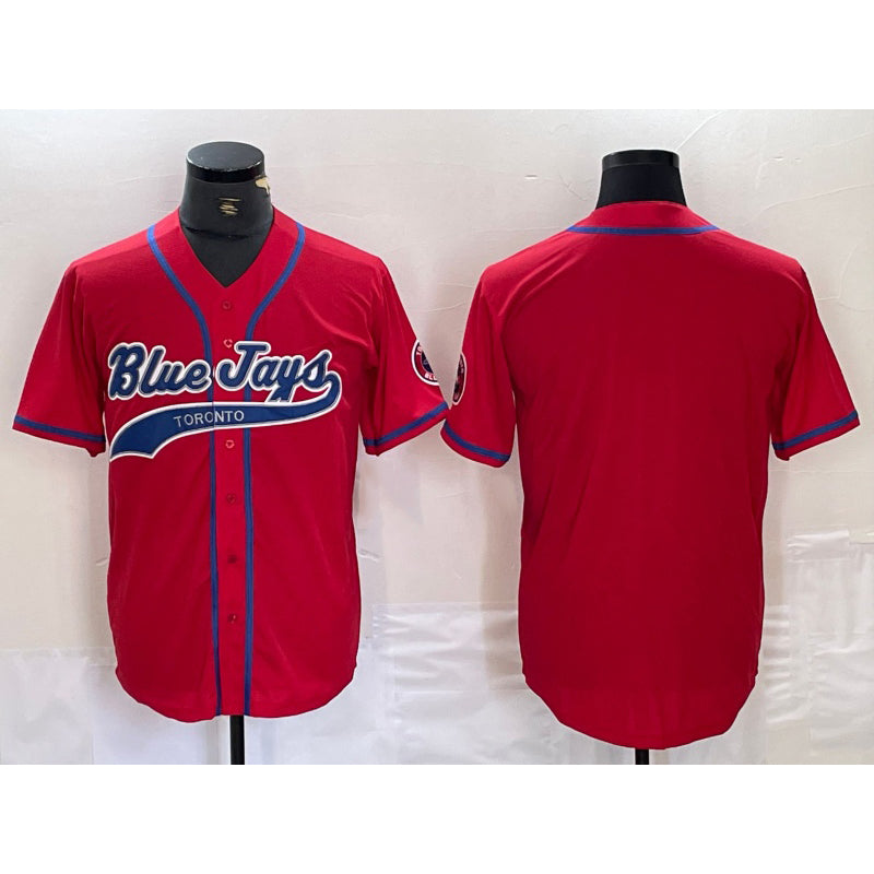 Toronto Blue Jays Blank Red Puhics Cool Base Stitched Jersey
