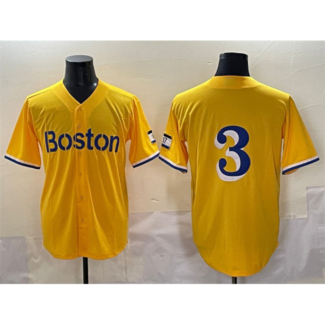 Boston Red Sox #3 Ceddanne Rafaela Gold Puhics City Connect Stitched Jersey