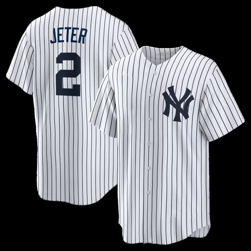 New York Yankees #2 Derek Jeter White Puhics Home Retired Player Replica Jersey