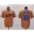 Los Angeles Dodgers #18 Yoshinobu Yamamoto Number Olive Puhics Cool Base Limited Stitched Jersey 2