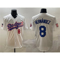 Los Angeles Dodgers #8 Enrique Hern¨¢ndez White Puhics With American Flag Patch Limited Stitched Jersey