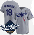 Los Angeles Dodgers #18 Yoshinobu Yamamoto Gray Puhics 2025 World Series Limited Stitched Jersey