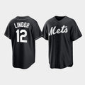 New York Mets #12 Francisco Lindor Black Puhics Cool Base Stitched Jersey
