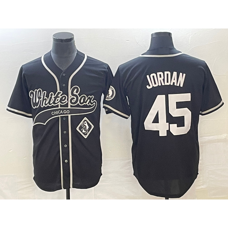 Chicago White Sox #45 Michael Jordan Black Puhics Cool Base Stitched Jersey