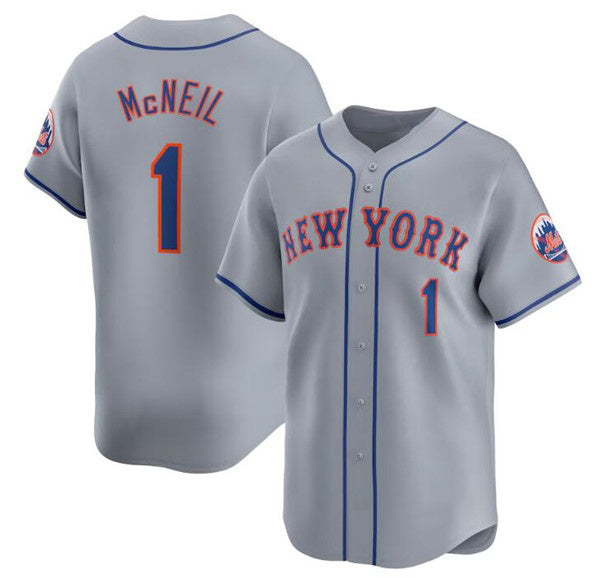 New York Mets #1 Jeff McNeil 2024 Gray Puhics Away Limited Stitched Jersey