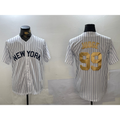New York Yankees #99 Aaron Judge White Puhics Pinstripe Fashion Cool Base Jersey 2