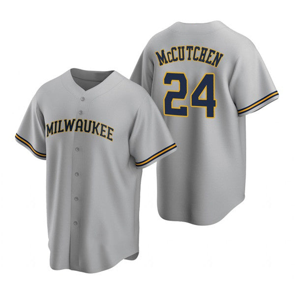 Milwaukee Brewers #24 Andrew McCutchen Gray Puhics Cool Base Stitched Jersey