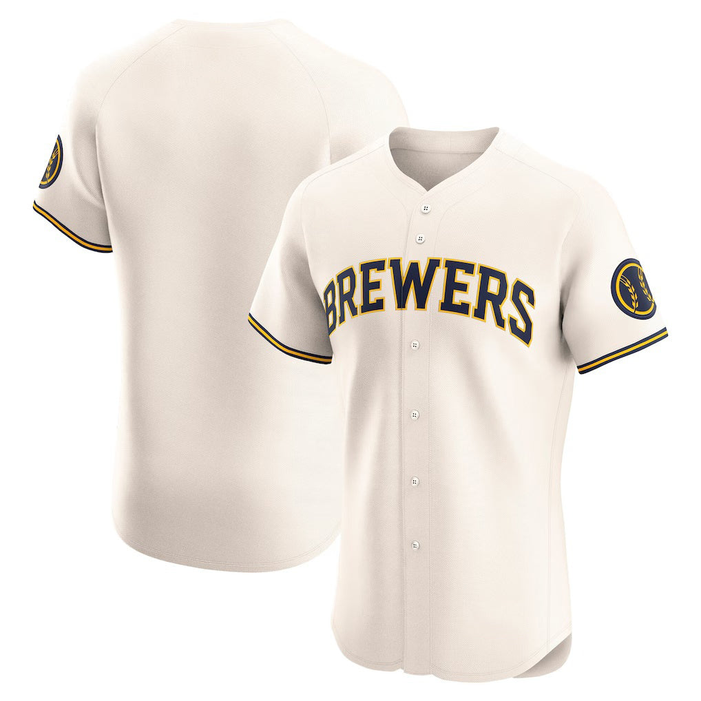 Milwaukee Brewers Cream Puhics Home Elite Jersey