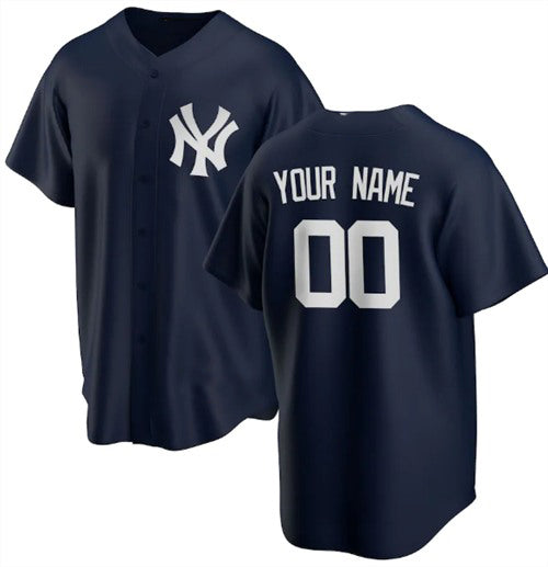 Custom New York Yankees Navy Puhics Stitched Jersey