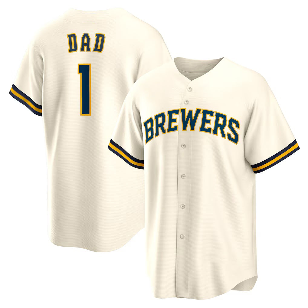 Milwaukee Brewers #1 Dad White Puhics Home Replica Jersey