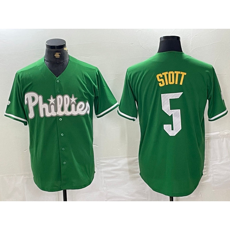 Philadelphia Phillies #5 Bryson Stott Green Puhics 2024 City Connect Stitched Jersey