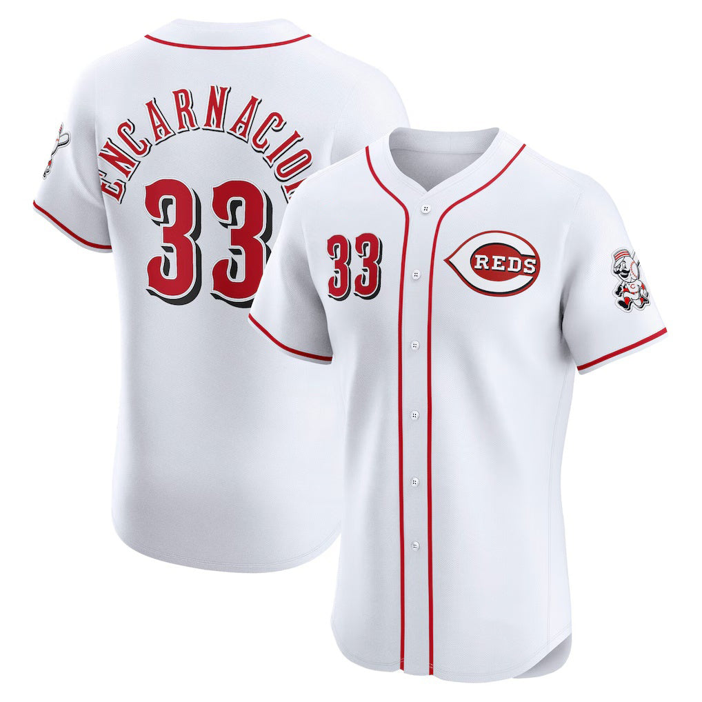 Cincinnati Reds #33 Christian Encarnacion-Strand White Puhics Home Elite Jersey
