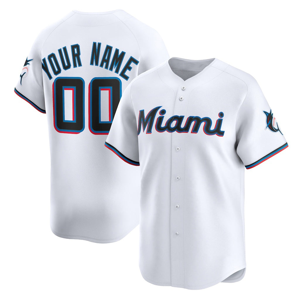 Custom Miami Marlins White Puhics Home Limited Jersey