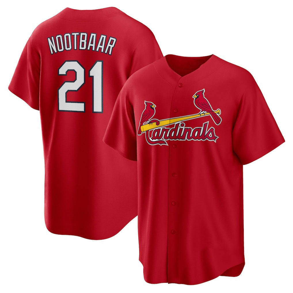 St. Louis Cardinals #21 Lars Nootbaar Red Puhics Big & Tall Alternate Replica Player Jersey