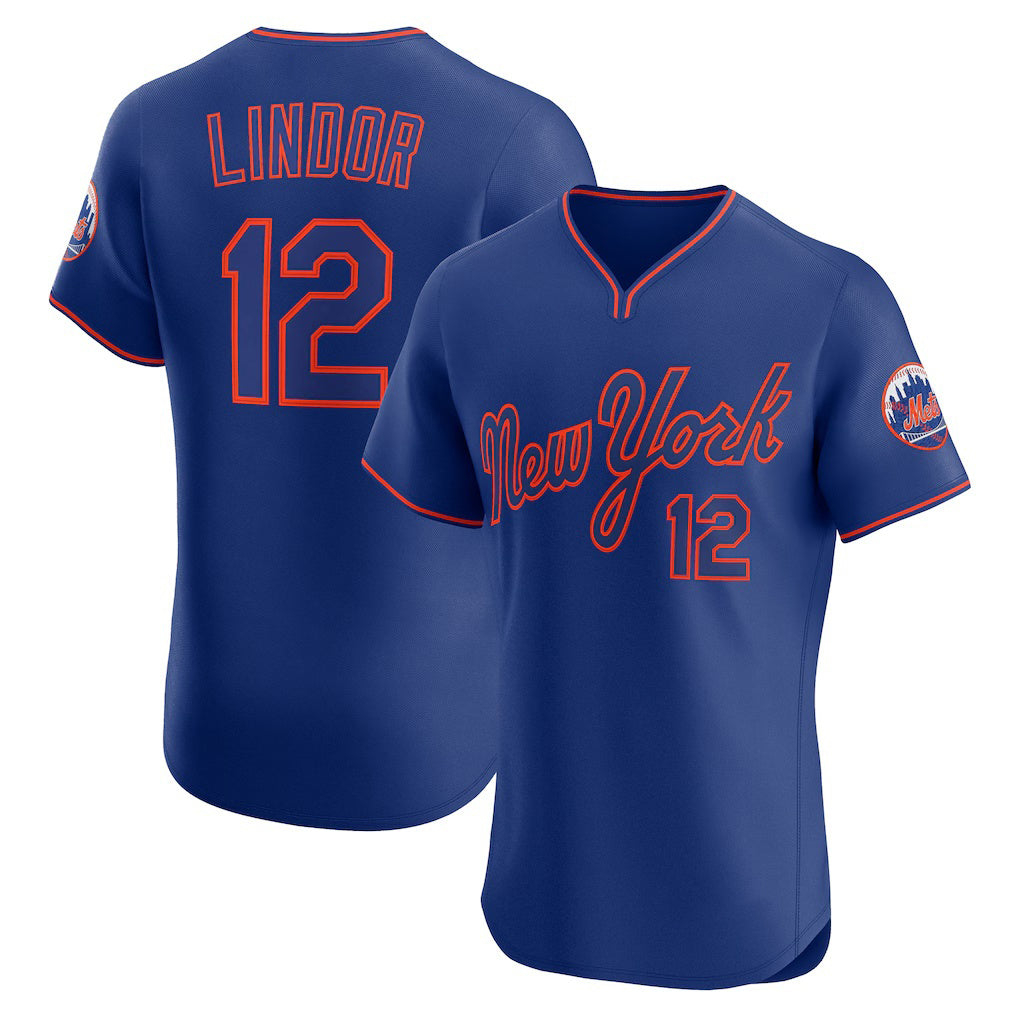 New York Mets #12 Francisco Lindor Royal Puhics Alternate 2 Elite Jersey