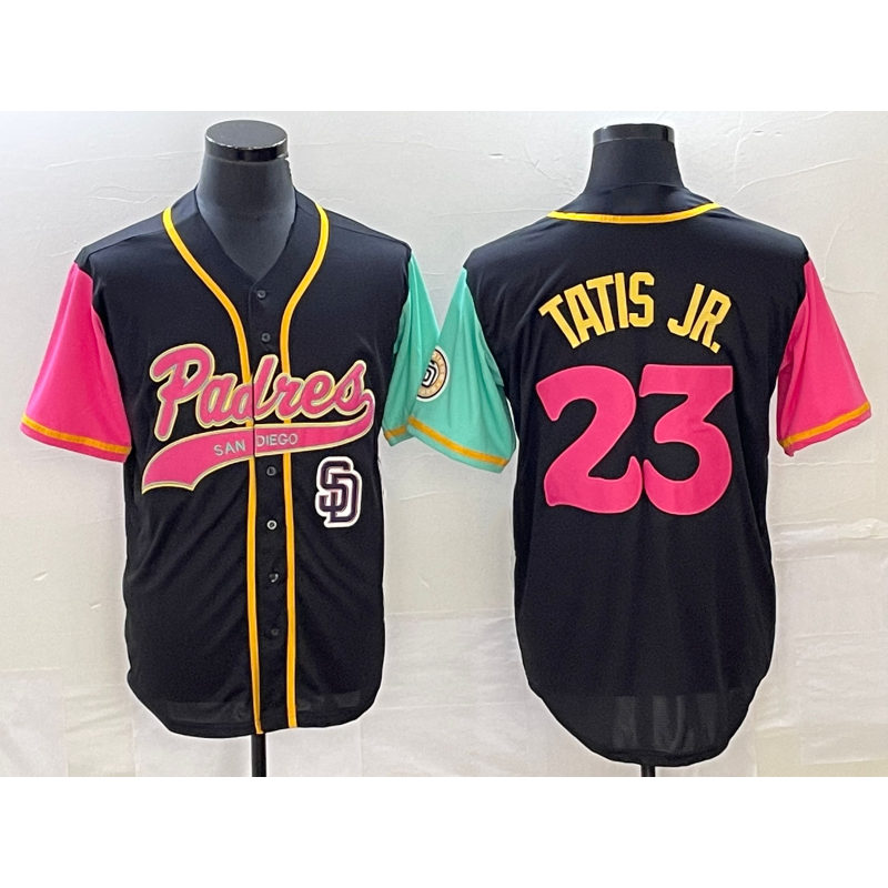 San Diego Padres #23 Fernando Tatis Jr Black Puhics NEW 2023 City Connect Cool Base Stitched Jersey