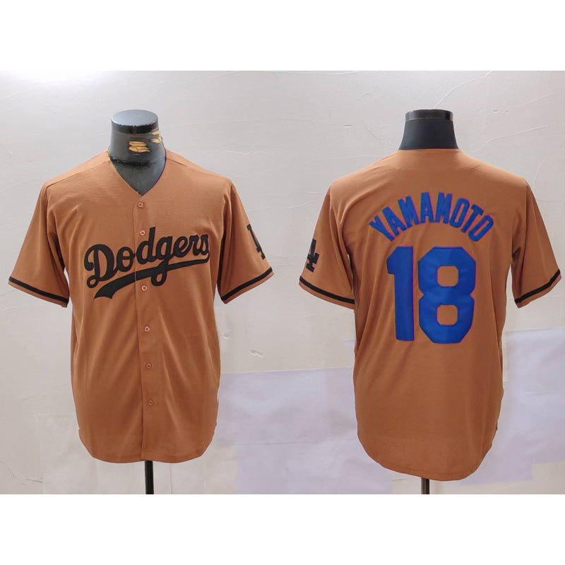 Los Angeles Dodgers #18 Yoshinobu Yamamoto Olive Puhics Cool Base Limited Stitched Jersey