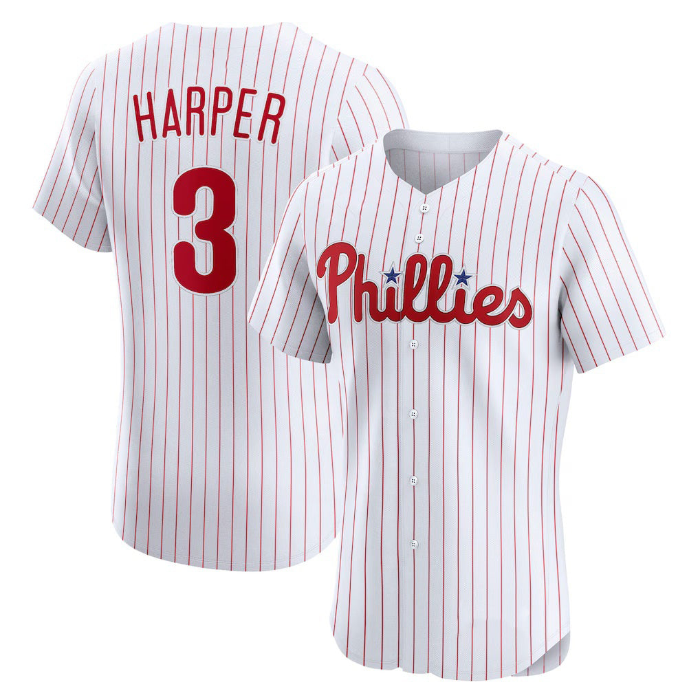 Philadelphia Phillies #3 Bryce Harper White Puhics Home Elite Jersey