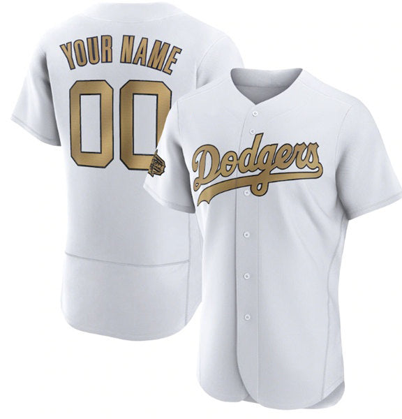 Custom Los Angeles Dodgers Active Player White Puhics 2022 All-Star Flex Base Stitched Jersey