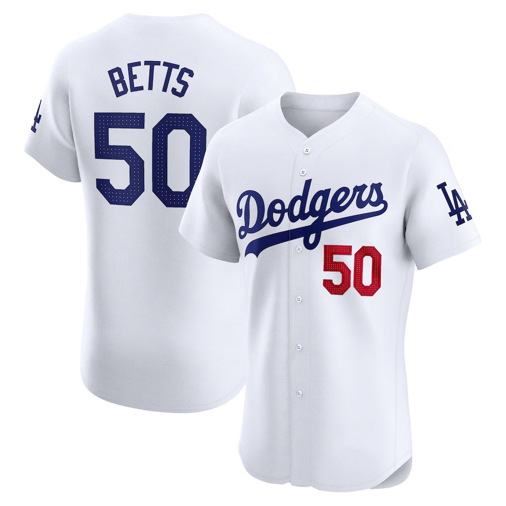 Los Angeles Dodgers #50 Mookie Betts White Puhics Home Elite Jersey