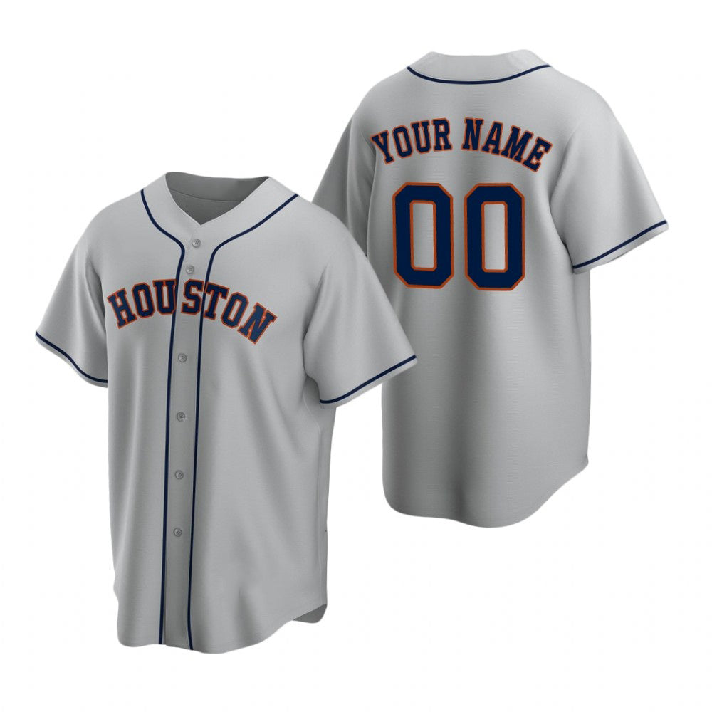 Custom Houston Astros Gray Puhics Stitched Cool Base Road Jersey