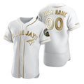 Custom Toronto Blue Jays White Puhics Stitched Flex Base Golden Edition Jersey