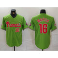 Philadelphia Phillies #16 Brandon Marsh Number Green Puhics With Patch Stitched Cool Base Jersey