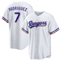Texas Rangers #7 Ivan Rodriguez White Puhics Home Retired Player Replica Jersey