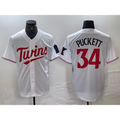 Minnesota Twins #34 Kirby Puckett White Red Puhics Stitched Cool Base Jersey