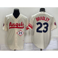 Los Angeles Angels #23 Archie Bradley Number Cream Puhics 2022 City Connect Cool Base Stitched Jersey