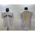 New York Yankees #2 Derek Jeter White Puhics Pinstripe Fashion Cool Base Jersey 2