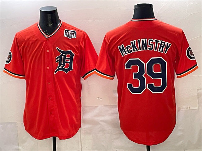 Detroit Tigers #39 Zach McKinstry Orange Puhics 2026 Alternate USA 250' Patch Vapor Premier Limited Stitched Jersey