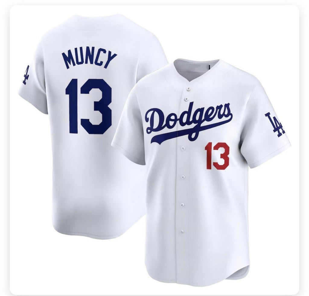 Los Angeles Dodgers #13 Max Muncy White Puhics Stitched Cool Base Jersey